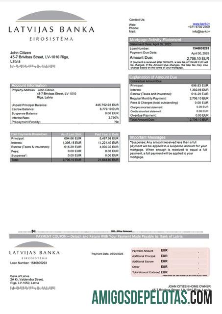 imprimível Modelo Word e PDF de declaração de hipoteca do Banco da Letônia da Letônia